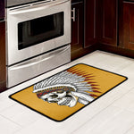 Native American Indian Skull Print Kitchen Mat