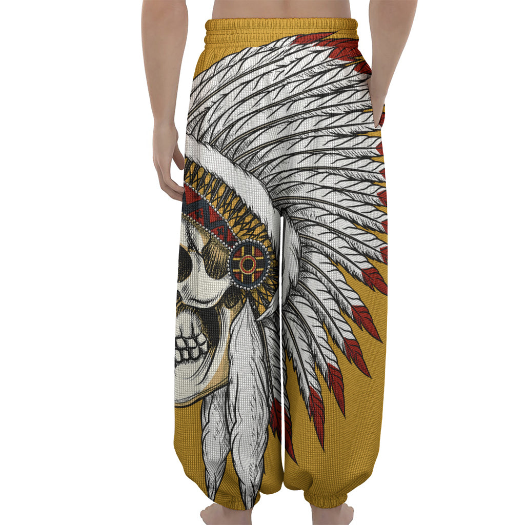 Native American Indian Skull Print Lantern Pants