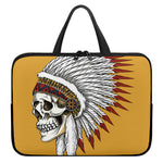 Native American Indian Skull Print Laptop Sleeve With Handle