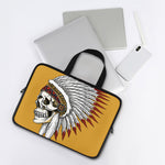 Native American Indian Skull Print Laptop Sleeve With Handle