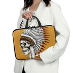 Native American Indian Skull Print Laptop Sleeve With Handle