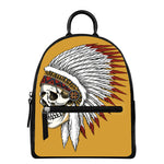 Native American Indian Skull Print Leather Backpack