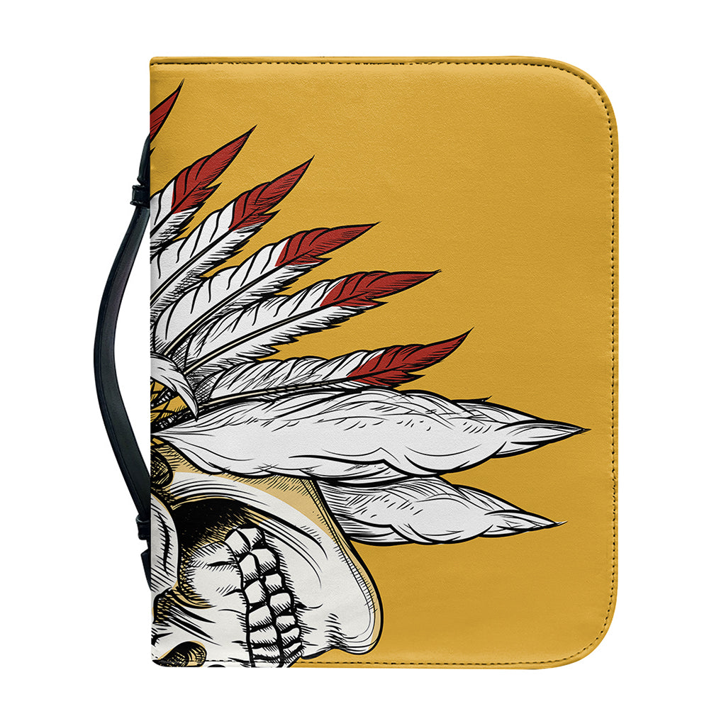 Native American Indian Skull Print Leather Bible Cover