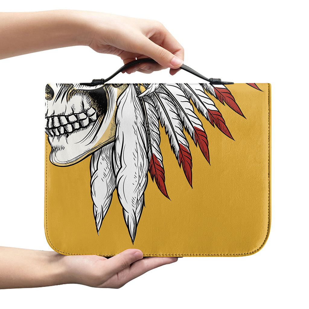 Native American Indian Skull Print Leather Bible Cover