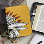 Native American Indian Skull Print Leather Bible Cover