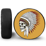 Native American Indian Skull Print Leather Spare Tire Cover