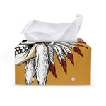 Native American Indian Skull Print Leather Tissue Box Cover