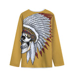Native American Indian Skull Print Long Sleeve Short Coat