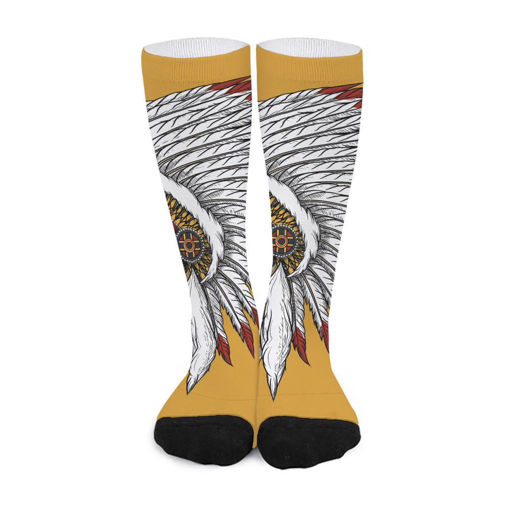 Native American Indian Skull Print Long Socks