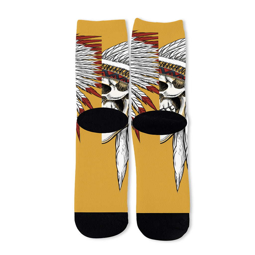 Native American Indian Skull Print Long Socks