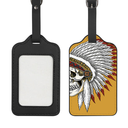 Native American Indian Skull Print Luggage Tag
