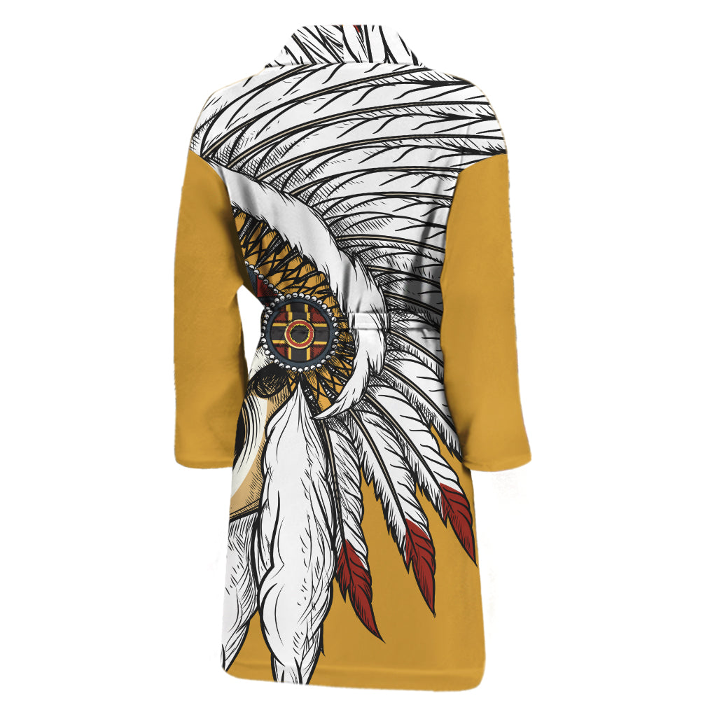 Native American Indian Skull Print Men's Bathrobe