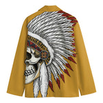 Native American Indian Skull Print Men's Blazer