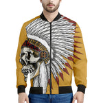 Native American Indian Skull Print Men's Bomber Jacket
