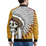 Native American Indian Skull Print Men's Bomber Jacket