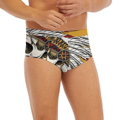 Native American Indian Skull Print Men's Briefs