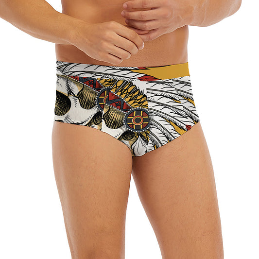 Native American Indian Skull Print Men's Briefs