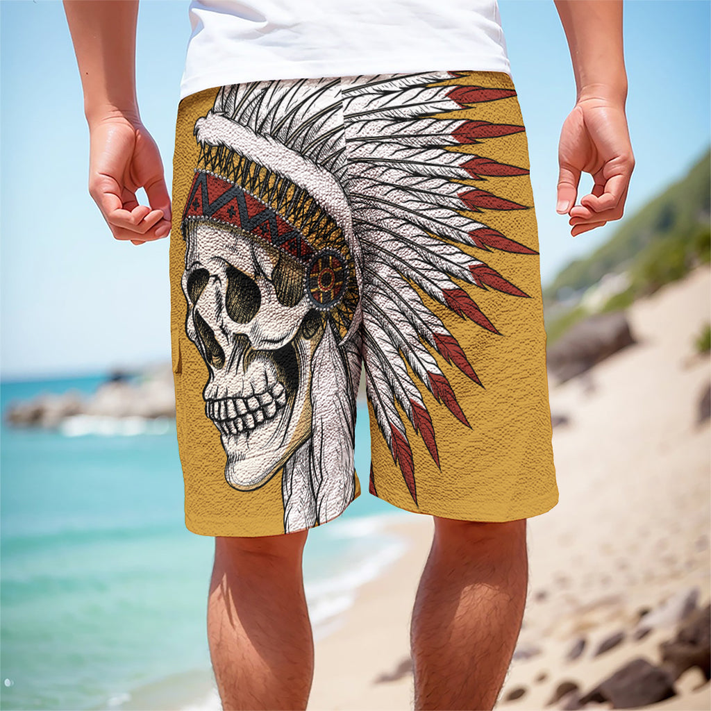 Native American Indian Skull Print Men's Cargo Shorts