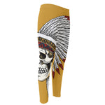 Native American Indian Skull Print Men's Compression Pants