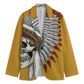 Native American Indian Skull Print Men's Cotton Blazer