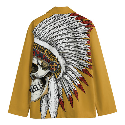 Native American Indian Skull Print Men's Cotton Blazer
