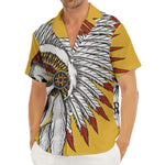 Native American Indian Skull Print Men's Deep V-Neck Shirt