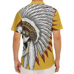 Native American Indian Skull Print Men's Deep V-Neck Shirt