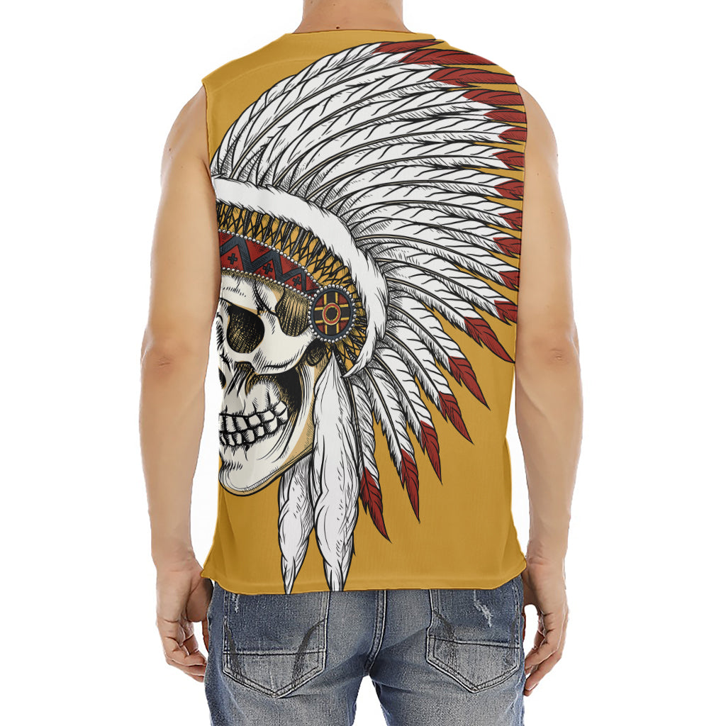 Native American Indian Skull Print Men's Fitness Tank Top