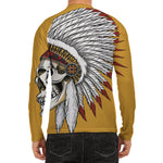 Native American Indian Skull Print Men's Long Sleeve Rash Guard