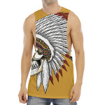 Native American Indian Skull Print Men's Muscle Tank Top