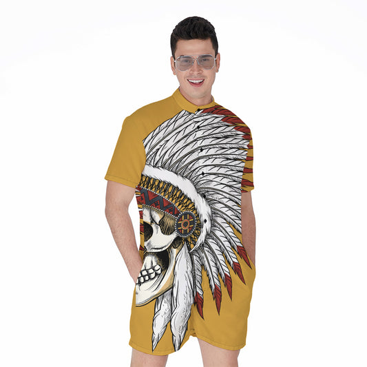 Native American Indian Skull Print Men's Rompers