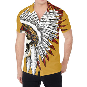 Native American Indian Skull Print Men's Shirt