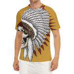 Native American Indian Skull Print Men's Short Sleeve Rash Guard