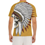 Native American Indian Skull Print Men's Short Sleeve Rash Guard