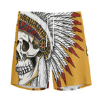 Native American Indian Skull Print Men's Sports Shorts