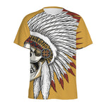Native American Indian Skull Print Men's Sports T-Shirt