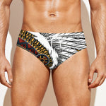 Native American Indian Skull Print Men's Swim Briefs