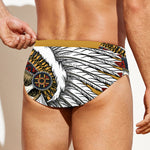 Native American Indian Skull Print Men's Swim Briefs