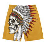 Native American Indian Skull Print Men's Swim Trunks