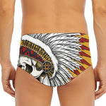 Native American Indian Skull Print Men's Triangle Swim Briefs