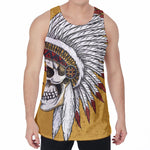 Native American Indian Skull Print Men's Velvet Tank Top