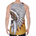 Native American Indian Skull Print Men's Velvet Tank Top