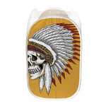 Native American Indian Skull Print Mesh Laundry Hamper