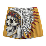 Native American Indian Skull Print Mesh Shorts