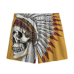 Native American Indian Skull Print Mesh Shorts