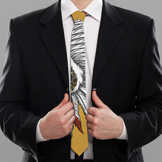 Native American Indian Skull Print Necktie