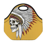 Native American Indian Skull Print Neoprene Lunch Bag