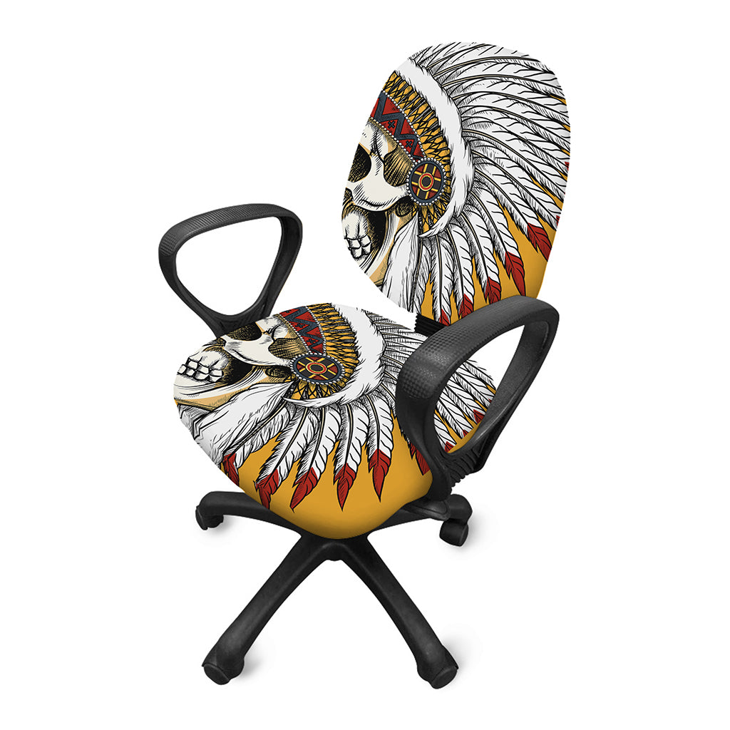 Native American Indian Skull Print Office Chair Cover