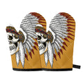 Native American Indian Skull Print Oven Mitts