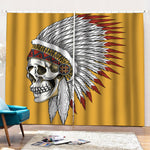 Native American Indian Skull Print Pencil Pleat Curtains